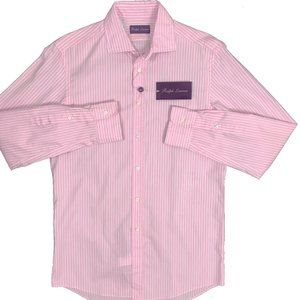 NEW $425 Ralph Lauren Purple Label Dress Shirt! 15 Pink With White Stripes ITALY